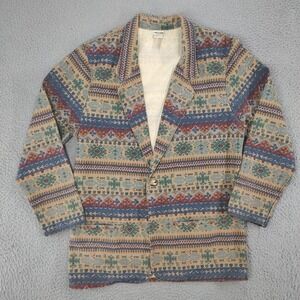 VINTAGE Vivaldi Jeanswear Jacket Womens Medium Multi Color Denim Aztec USA